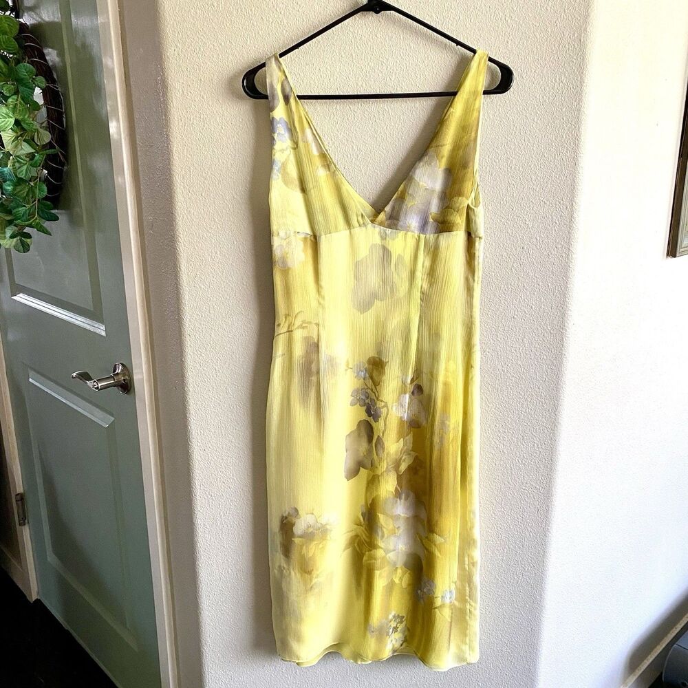 Vintage 90s Luca Luca Daisy Yellow Silk Slip Dress Women’s Size 44 US Size 8 - Picture 5 of 8